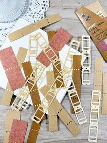 30 piezas/paquete Papel vintage texturizado hueco y ligero para scrapbooking, adecuado para diarios hechos a mano, collages y decoración - de talones de billetes - Ver 9