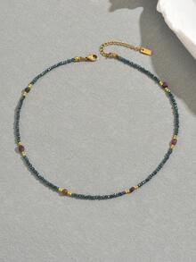 1pc Women's Fashion Minimalist Asymmetrical Stone Beaded Necklace, Suitable For Daily Wear - Multicolor - View 13