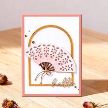 Creative Folding Fan Dies, DIY Scrapbooking Album And Embossing Stencil, Greeting Card Making Tool, Card Paper Cutting Crafts ,Gift Card Making Template Die Cuts. - Silver - View 10