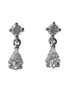 一对S925纯银几何立方氧化锆耳钉，简约百搭饰品，适合作为开学、毕业、友谊礼物 - 幾何1 - 查看 6