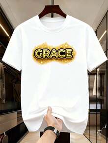 Grace Graphic Print Casual T-Shirt, Premium Cotton, Comfortable Fit, Breathable, Street Hip-Hop, Statement Print - Branco - Ver 2