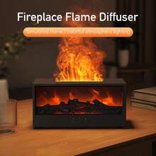 USB-Powered Fireplace Humidifier With Timer Function, Warm Light And Ambient Lighting, Suitable For Home, School, And Office Use, It Makes An Ideal Holiday Gift. Features Include 7 Flame Colors, Remote Control, And Automatic Power-Off When Water Is Low. - 黑色 - 查看 7