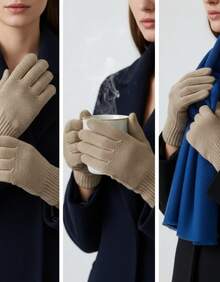 Lilas Inova Unisex Thick Wool Glove Autumn Winter High Quality - 摩卡棕 - 查看 7