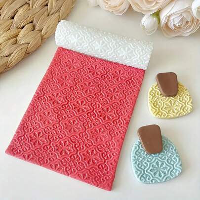 1件复古瓷砖图案压花轮聚合物粘土工具手动轮粘土纹理工具珠宝工具花卉纹理植物纹理