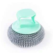 Removable Steel Wool Cleaning Ball, Scrub Pot Pans, Non-Shedding Non-Scratch Non-Stick Oil Cleaning Brush - Random Color - View 5