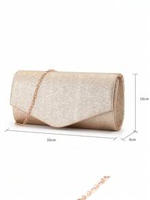 【经典必备】香槟金信封手拿包 | 闪亮设计奢华手提包 | 限时玫瑰金链条包 | 新娘及伴娘奢华晚宴手拿包 - 香檳色 - 查看 9