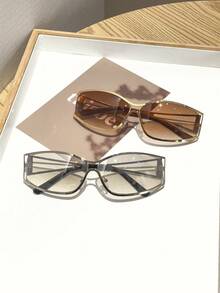 2pcs Y2K Metallic Frame Fashion Glasses, Suitable For Music Festivals, Summer Outings And Travel Accessories - Multicolor - View 8