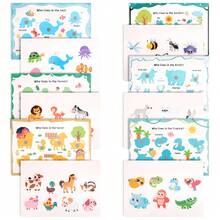 6pcs Animal World Quiet Book Sticker Cards, Reusable Sticker Learning Cards, Early Education Cognitive Toys Game Card Set, Children's Puzzle Learning Busy Book, Back To School Gift, Multi-Scene Parent-Child Interactive Educational Tool - Color - View 6