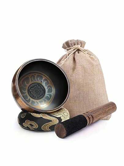 1pc Handcrafted Singing Bowl (With Wooden Mallet), Ideal For Yoga, Meditation, Mindfulness Practice, Chakra Balancing And Sound Healing. It Is Also A Professional Sound Healing And Mental Wellness Meditation Accessory.