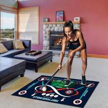 Field Hockey Training Mat - 63" X 39" 5ft 3in X 3ft 3in Indoor Outdoor Practice Mat With Non-Slip Backing - Field Hockey Practice Equipment For Drills And Ball Control - Cool Field Hockey Gifts For Her Him And Young Athletes - Blue White Orange - View 3