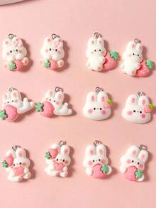 12pcs Cute Rabbit Shaped Pendants For Diy Earrings, Necklaces (Random Styles) - Multicolor - View 4