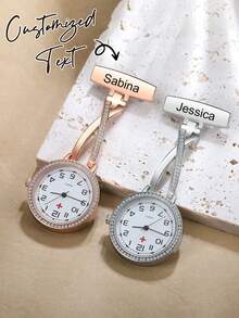 Personalized Nurse Pocket Watch With Name, Custom Name Hanging Watch, Rhinestone Nurse Watch, Nurse Graduation Gift, Midwife Gift, Nursing Student Gift - Multicolor - View 1