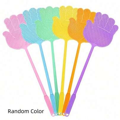 12pcs/6pcs Random Color Hand Fly Swatter, Flexible Plastic Mesh Fly Swat, Perfect For Pest Control In Kitchen, Patio And Office