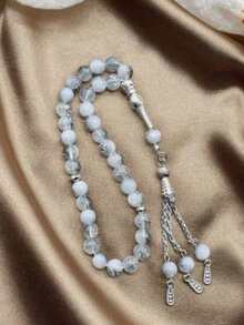 1pc 33 Beads Triple Strand Cracked Agate Ramadan Prayer Beads, Portable Daily Use Unisex - Multicolor - View 7