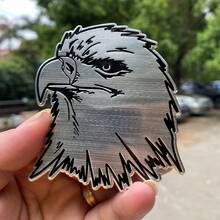 1pc 3D SPORT Emblem – Premium Metal Aluminum Alloy Car Logo Sticker For Trunk & Side Fender, Sporty Exterior Badge Decal For SUV & Sedan, Durable Auto Decoration Accessory - [Brushed Craft Eagle Mark]1pc - View 1