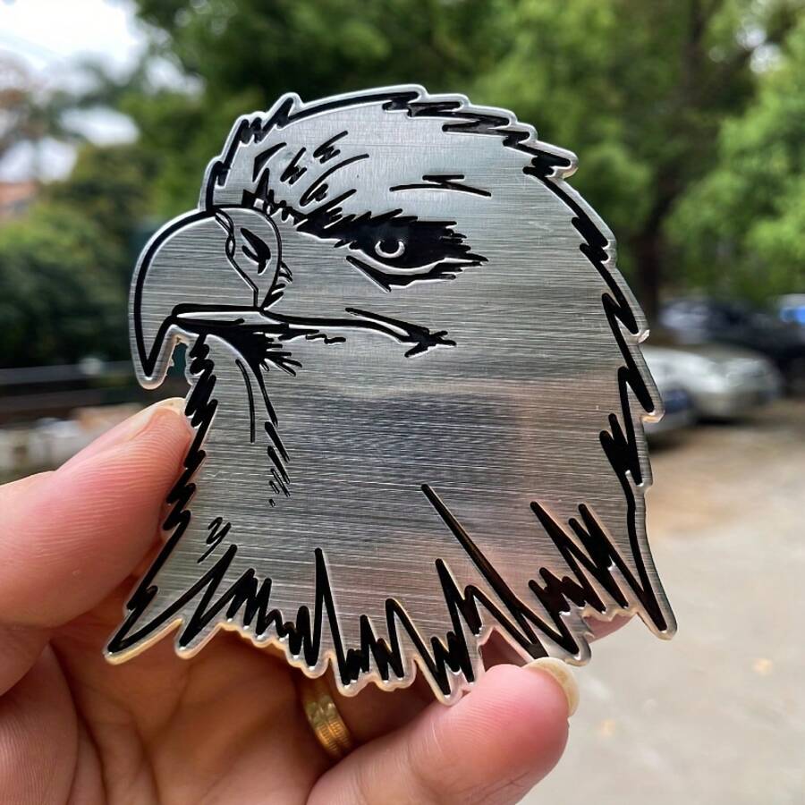 1pc 3D SPORT Emblem – Premium Metal Aluminum Alloy Car Logo Sticker For Trunk & Side Fender, Sporty Exterior Badge Decal For SUV & Sedan, Durable Auto Decoration Accessory - [Brushed Craft Eagle Mark]1pc - View 1