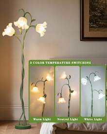 Flower Standing Lamp For Bedroom 3 Color Temperatures Decorative Flower Tall Floor Reading Lamp With Flexible Gooseneck For Bedroom Living Room Office Corner - US A Type Plug(110-127V) - View 3