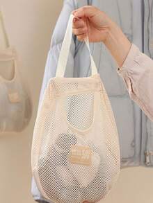 1 pieza Bolsa de almacenamiento de malla montada en la pared, organizador de ropa interior, calcetines y baño de tela ligera para colgar en la pared, ahorro de espacio para puerta/armario, de vuelta a la escuela, organización de dormitorio, almacenamiento de ropa y baño, organizador de lavandería - Beis - Ver 3