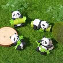 4pcs/8pcs Cartoon Panda Model, Cute Panda Micro Landscape Decor, Computer/TV Display Animal Decoration, Car Navigation Screen Decor, Bamboo Panda Plush Doll, Suitable For Birthday Gift Bag, Party Filler, Classroom Reward And Carnival Prize - Multicolor - View 11