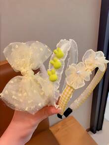 3件套可爱紫色蝴蝶结发箍，蕾丝花朵珍珠发圈，甜美公主发饰 - 彩色 - 查看 6