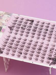 Ayrmilla 120pcs Natural Faux Mink Lashes, 8-13mm Mixed Length Set, Sunflower Style DIY Eyelash Extension Cluster Lashes, Reusable Makeup Tool, Essential For Beginners, Black Transparent Base, Invisible Natural False Eyelashes - C - View 2