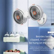 新款双头桌面风扇，桌面空调风扇，家用电风扇，办公桌风扇，USB充电，适用于露营、徒步旅行、办公室、家庭、客厅 - 卡片夾式 - 查看 8