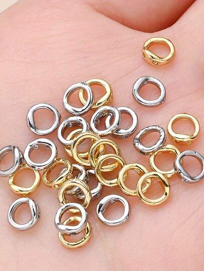 12个18K镀金铜连接环，适用于手链、项链、耳环等DIY珠宝制作，双孔连接环，圆形连接帽，用于连接珠子、吊坠等，用于工艺组装