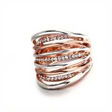 925 Silver Ring, Women's Ring, Men's Ring, Two-Color Staggered Diamond Ring, Suitable For American Valentine's Day And Christmas, Suitable For Daily And Banquet Wear - 雙色 - 查看 2