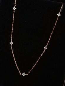 GAGAFEEL 1件925纯银优雅花卉立方氧化锆项链，时尚日常佩戴首饰，女士礼物 - 玫瑰金 - 查看 7