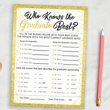 12pcs "Who Knows The Graduate Best?" Graduation Game Cards - Easy-To-Play Graduation Party Game Set For Celebration, Fun Graduation Party Game Questions Cards, Grad Party Supplies - A - View 1