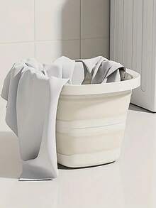 2pcs/1pc Folding Bucket, Folding Water Scoop, Portable Plastic Bucket, Does Not Take Up Too Much Space After Folding, Portable Outdoor Car Fishing Bucket, Household Large Capacity Dirty Clothes Basket, Washing Bucket, Foot Soaking Bucket, Multifunctional Folding Bucket, Home Organizing Storage Box - Striped - View 19