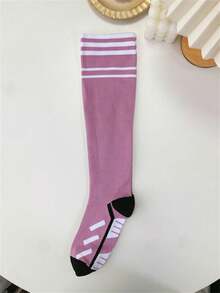 1双紫色轻薄长筒压缩袜，适合瑜伽、健身、跳绳，春夏季穿着 - 彩色 - 查看 7