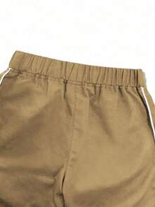 1pc Boys/Teens Minimalist Workout Sports Outdoor Loose Side Stripe Straight Leg Pants, Streetwear Style, Spring/Summer - Khaki - View 7