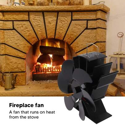 6-Blade Heat Powered Stove Fan For Wood Burning Fireplace - Efficient Air Circulator For Kerosene Stoves And Fireplaces