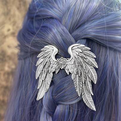 1pc Viking Wing Hair Clip, Retro Viking Lady Hair Accessory, Suitable For Braids, Buns, Office Attire - Costume Party, Daily, Medieval Accessories, Viking Headpiece, Braiding Decor, Exquisite Design, Metallic Texture, Vintage Style, Delicate Craftsmanship, Spiritual Seeker, Claw Clips
