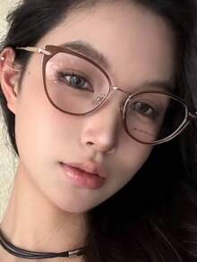 1對女款時尚復古棕色貓眼金屬眼鏡 - 摩卡棕(變灰片) - 查看 7
