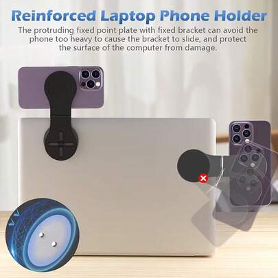 Magnetic Laptop & Phone Stand | Multi-Angle Adjustable Portable Holder | Slim Magnetic Base For Hands-Free Viewing, Zoom Meetings, Online Classes, Home Office | Compatible With Smartphones & Tablets