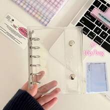 Caderno Transparente De Folhas Soltas Nos Tamanhos A8/A7/A6/M5 (1 Peça), Com 10 Ou 20 Páginas De Adesivos. Ideal Para Guardar Fotos E Cartões De K-Pop, Com Capa De Macio E Fecho Duplo. Perfeito Para Projetos Diy, Álbuns De Fotos, Cadernos De Adesivos, Agendas, Material Escolar E Artigos De Escritório. Perfeito Para Entusiastas De Diários, Fãs De K-Pop, Profissionais, Estudantes E Amantes De Papelaria. - Claro - Ver 10