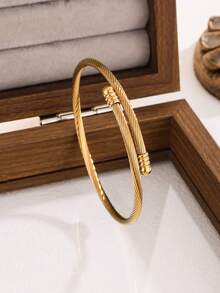 5pcs/Set New High-Quality Minimalist Elegant Luxury Bracelet, Women's Titanium Steel Material High-End Fashion Bracelet - Gold - View 6