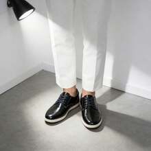 男士休闲运动鞋，PU鞋面，后跟耐磨设计，橡胶鞋底，舒适步行鞋 - 黑色 - 查看 2