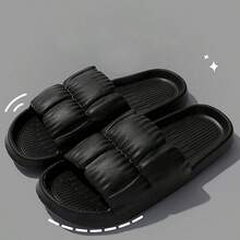 Zapatillas para el hogar de las mujeres Zapatillas con suela acolchada para mujer, perfectas para usar en casa. Sandalias de verano de nuevo estilo para parejas. Ideales para el baño, con suela gruesa y antideslizante. Ideales para usar en interiores. - Negro - Ver 6