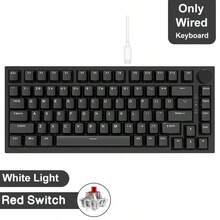 AJAZZ AK820 75% 布局有线机械游戏键盘，带音量旋钮、朝南 LED 背光、PBT 键帽、纯色背光热插拔机械键盘、符合人体工程学设计、可拆卸 USB-C 连接线、附赠拔键器 - 双手均可使用；AK820 - 查看 10
