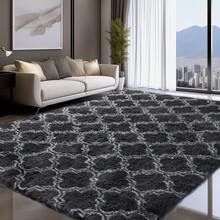 Sour Lemon Large Size Fluffy Rugs, Non-Slip Soft Shaggy Floor Carpet Mats & Rugs For Room Decor, Washable Nonslip Modern Area Rug, Modernstyle Antislip Decorative Carpets For Home Livingroom Bedroom Nursery, Big Rug, Large Rug, Home Decor - 灰色燈籠圖案 - 查看 8