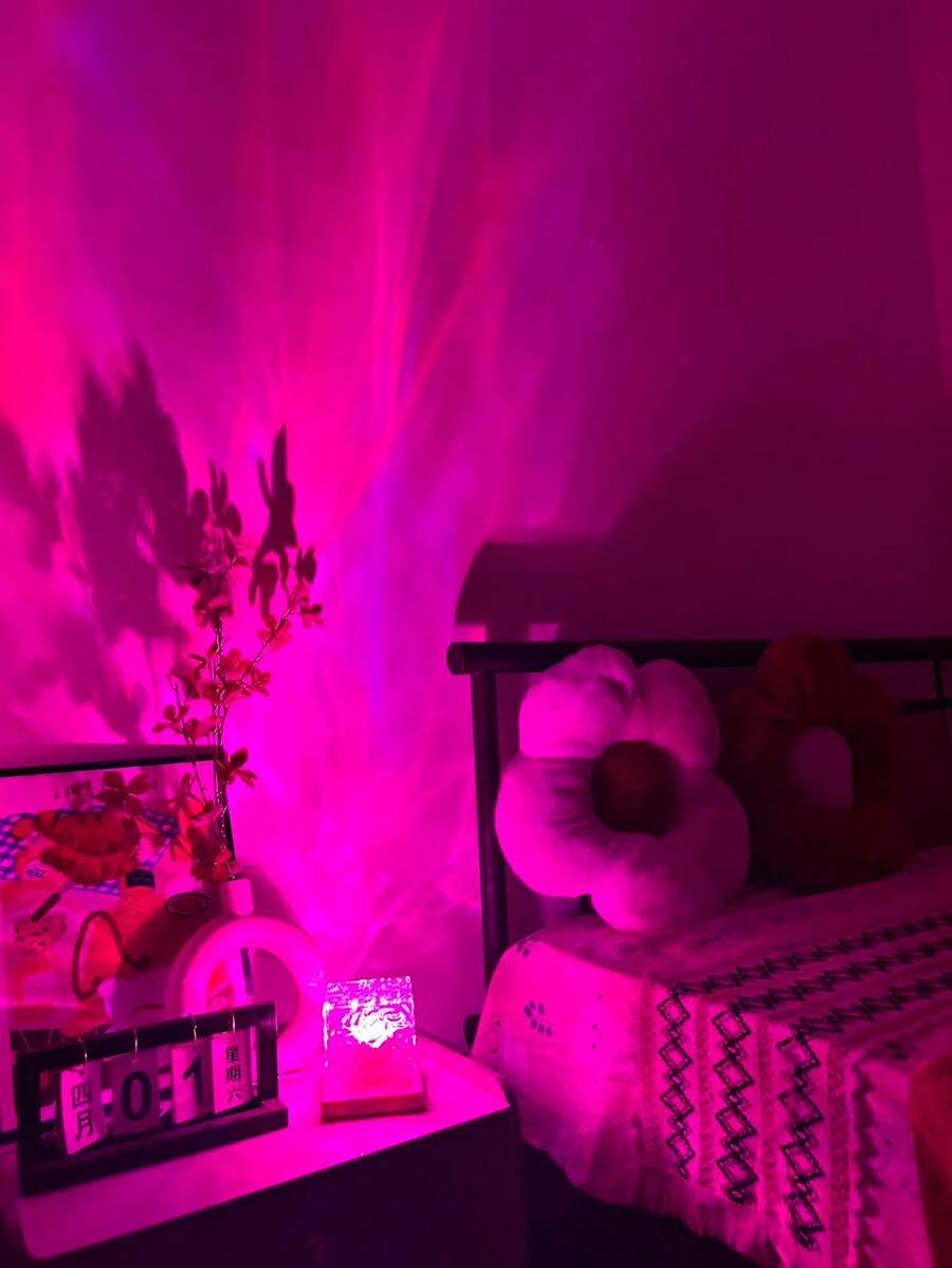 1pc Water Wave Northern Lights Atmosphere Lamp, 16 Color Changing, Touch & Remote Control, Creates Romantic & Cozy Ambiance, RGB Mood Night Light, Suitable For Office, Bar Or Home Decor, USB Powered Desk Lamp, Perfect Romantic Gift For Christmas, Birthday, Valentine's Day - Multicolor - View 1