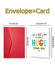 1pc Thank You Greeting Card With Envelope – "A Little Card To Say A Huge Thank You", Cute Appreciation Card For Friend, Teacher, Coworker, Gratitude Card - Multicolor - View 4