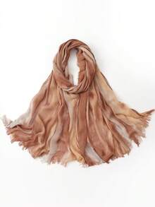 180cm X 70cm Artistic Tie-Dye Rayon Scarf - Contrasting Crinkle Texture Shawl, Breathable Non-Slip Large Women's Shawl & Versatile Summer Scarf - Multicolor - View 29