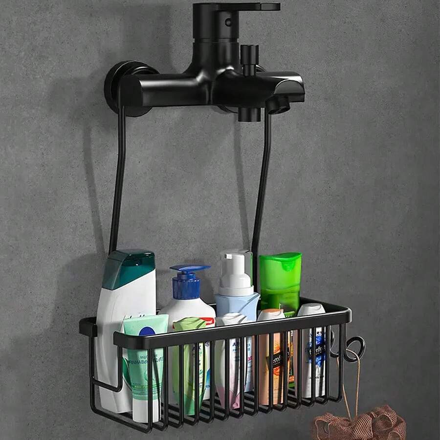 Cesta colgante para ducha - Sin necesidad de perforar, con ganchos, estante de baño de aleación de aluminio resistente a la oxidación y al agua - Multicolor - Ver 1