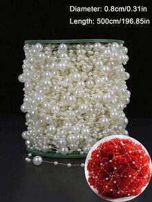 100cm/500cm/3mm+8mm 時尚珠寶手工製，仿白色珍珠串珠花環，裝飾珍珠，優雅白色珍珠串珠捲軸，珍珠串珠捲，珍珠花環，適用於婚禮派對生日珠寶配件，婚禮生日派對裝飾，DIY手工製，蛋糕裝飾，蛋糕裝飾工具 - 彩色 - 查看 6