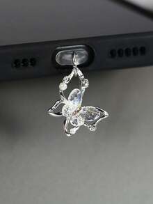 Accesorio de teléfono con colgante de lazo de mariposa, decorado con diamantes y perlas, regalo de primavera - Multicolor - Ver 6