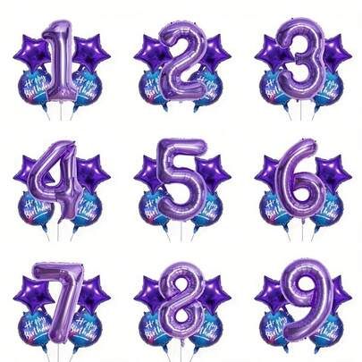 1 Set Cartoon Purple Demon Hunter Birthday Party Decoration Balloon Set, Suitable For K-Pop Music Theme Birthday Party And Indoor/Outdoor Event Wall Decoration Balloon Props, Creating A Vibrant Summer And Music Atmosphere Festival Scene Balloon Decoration Supplies